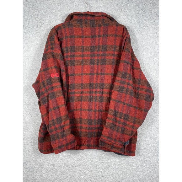 Vintage XXX Snowboard Wax Mens Size XL Red Plaid Wool Blend Full Zip Jacket Rare - Picture 2 of 13